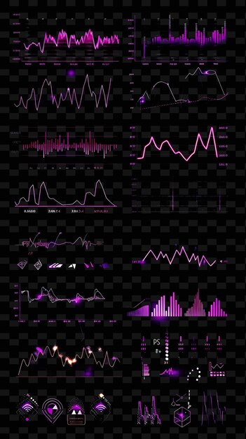 PSD sammlung von ikonen für handelssignale mit flackerndem neon ef set png iconic y2k shape art decorativef