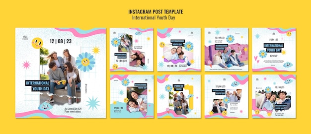 Sammlung von Instagram-Beiträgen zur Feier des Internationalen Jugendtages