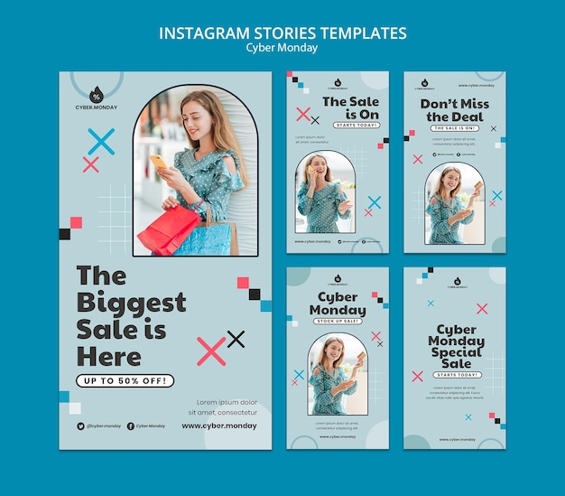 Sammlung von Instagram-Geschichten für den Cyber Monday