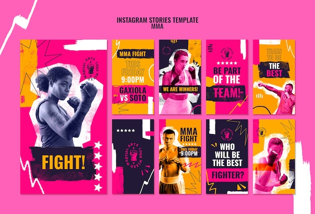 Sammlung von Instagram-Geschichten für MMA-Kämpfe