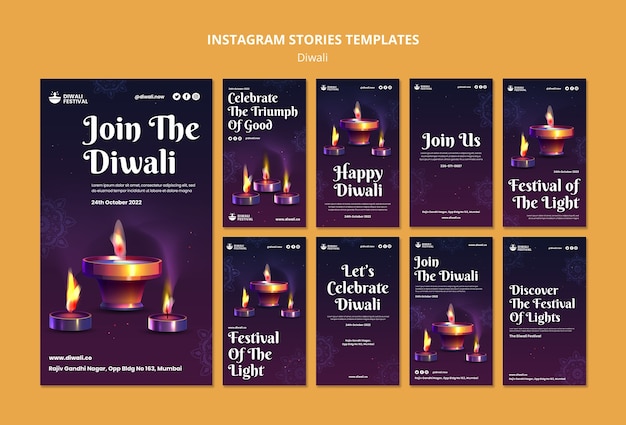 Sammlung von instagram-geschichten zum diwali-fest