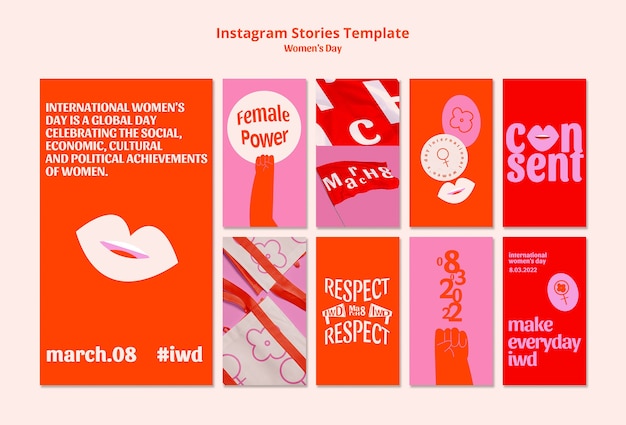 Sammlung von Instagram-Geschichten zum internationalen Frauentag