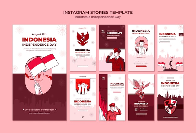 Sammlung von instagram-geschichten zum unabhängigkeitstag indonesiens