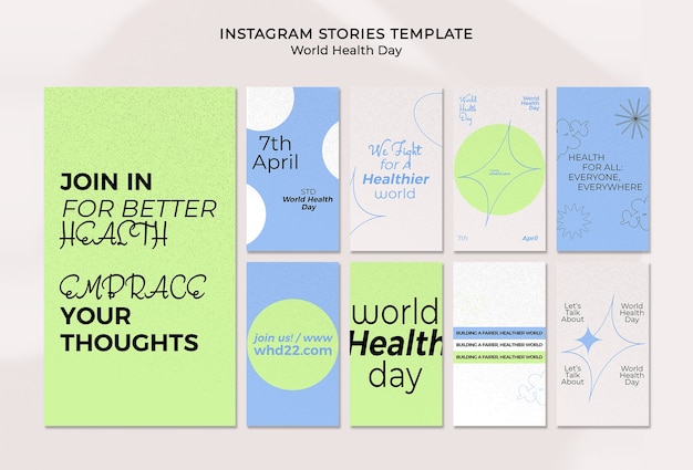 PSD sammlung von instagram-geschichten zum weltgesundheitstag