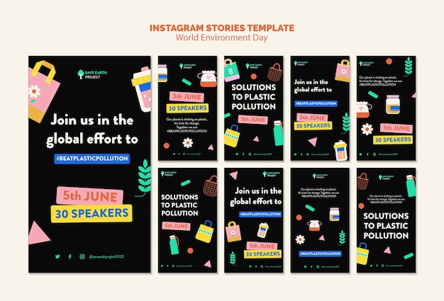 Sammlung von Instagram-Geschichten zur Feier des Weltumwelttages
