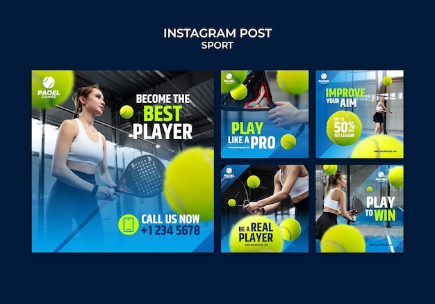 PSD sammlung von instagram-posts für sport und aktivität