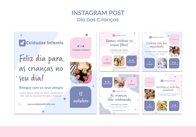 PSD sammlung von instagram-posts zum brasilianischen kindertag