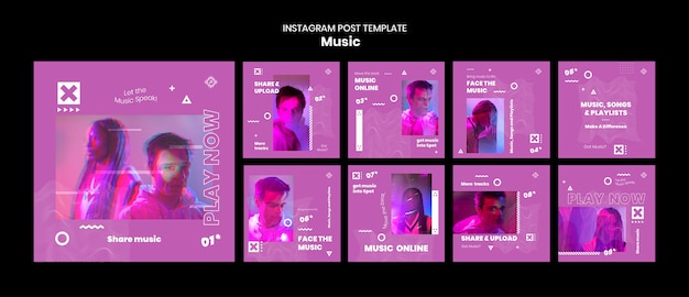 Sammlung von Instagram-Posts zum Musikhören