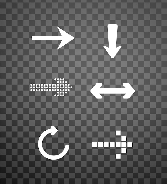 PSD sammlung von vektorpfeilen weiße pfeile cursors set icon rückseite vorschau von anwendungen oder wert