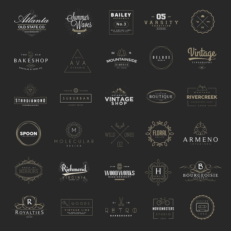PSD sammlung von vintage- und retro-logo-badges