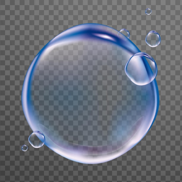 Sammlung von Wasserblasen auf dem transparenten Hintergrund