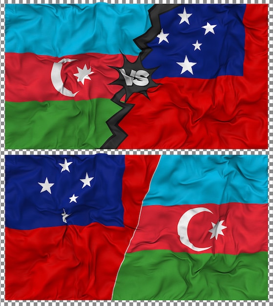 Samoa contra Azerbaiyán Media bandera combinada con textura 3D de la tela