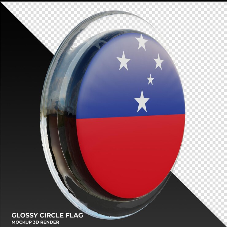 PSD samoa0003 realistic 3d textured glossy circle flag