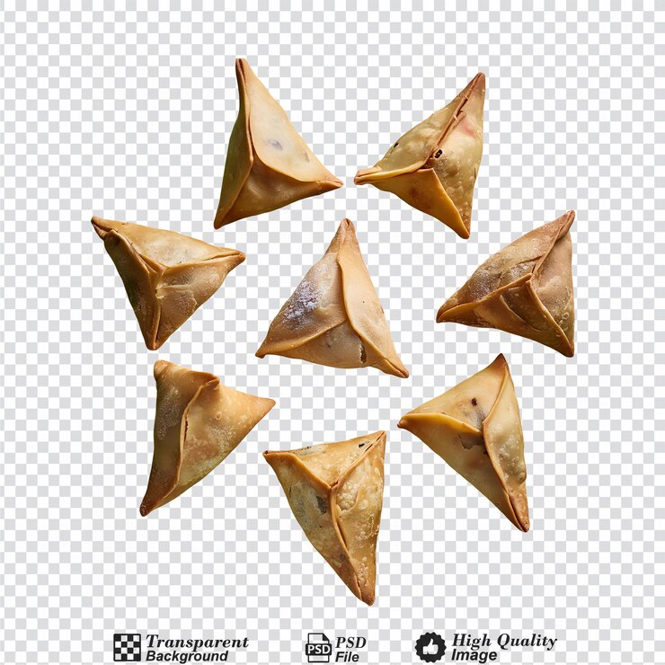 PSD samosa aislada sobre un fondo transparente