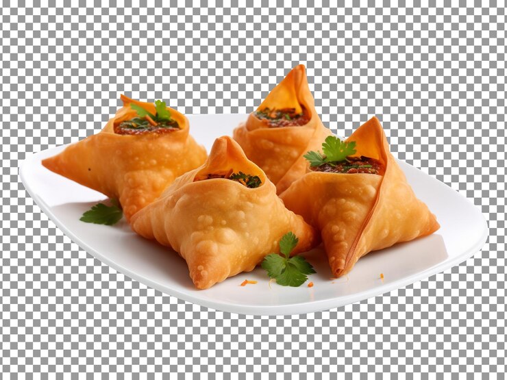 PSD samosas crocantes saborosas isoladas em fundo transparente