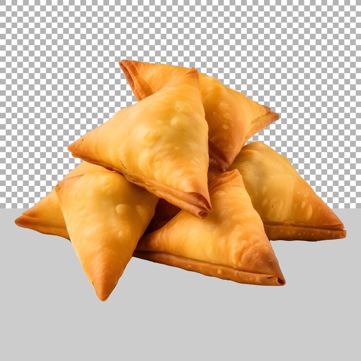 PSD samosas crujientes en un fondo transparente generado por ai