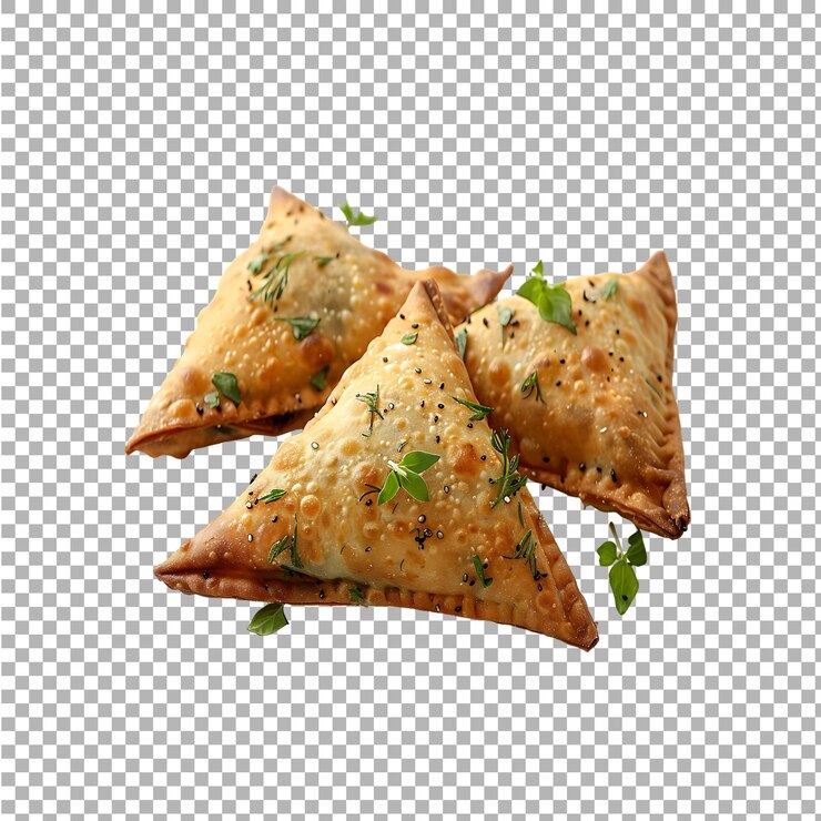 PSD samosas frescas y sabrosas aisladas sobre un fondo transparente