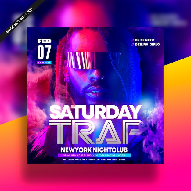 Samstag Trap Dj Music Night Club Flyer