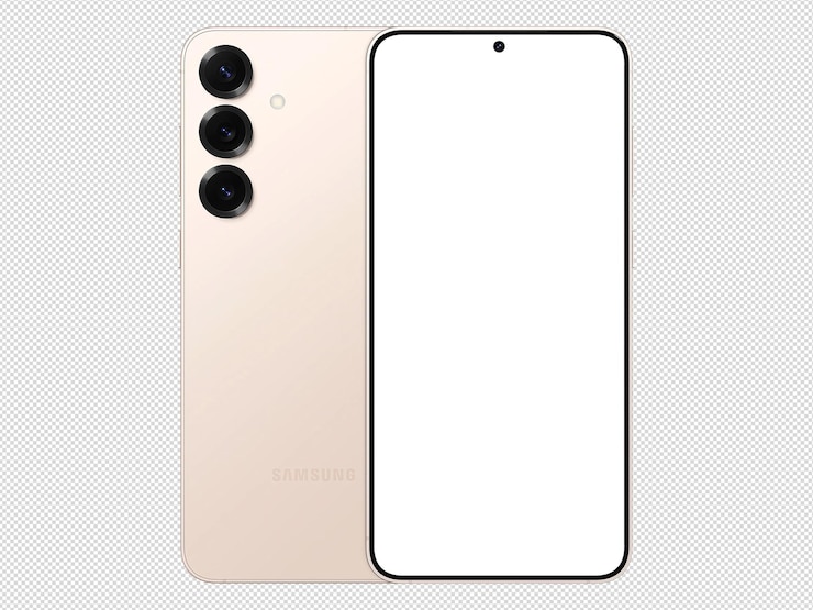 PSD samsung galaxy s25 pink gold mockup template senza sfondo isolato