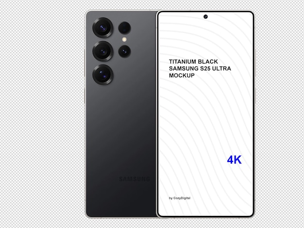 Samsung S25 Ultra Titanium Mockup Negro sin fondo