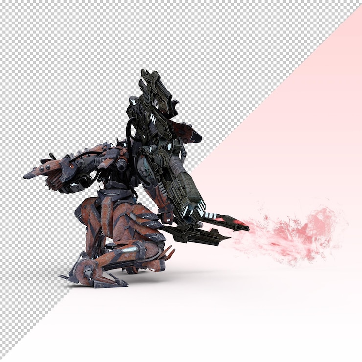 PSD samurai robot isolated
