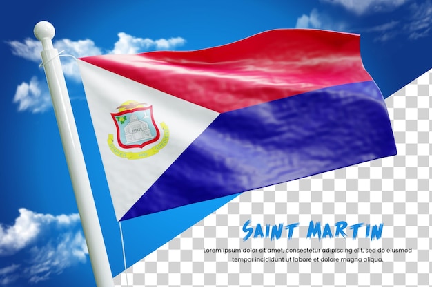 PSD san martín bandera realista 3d render aislado o 3d san martín bandera ondeante ilustración