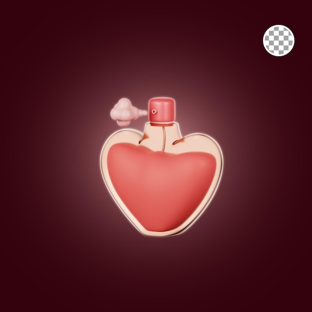 San valentín corazón perfume 3d ilustración