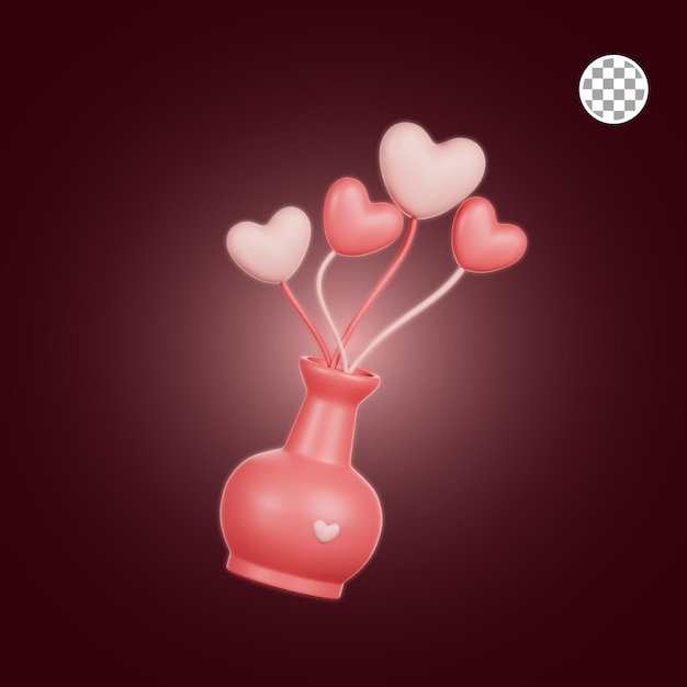 PSD san valentín planta 3d ilustración