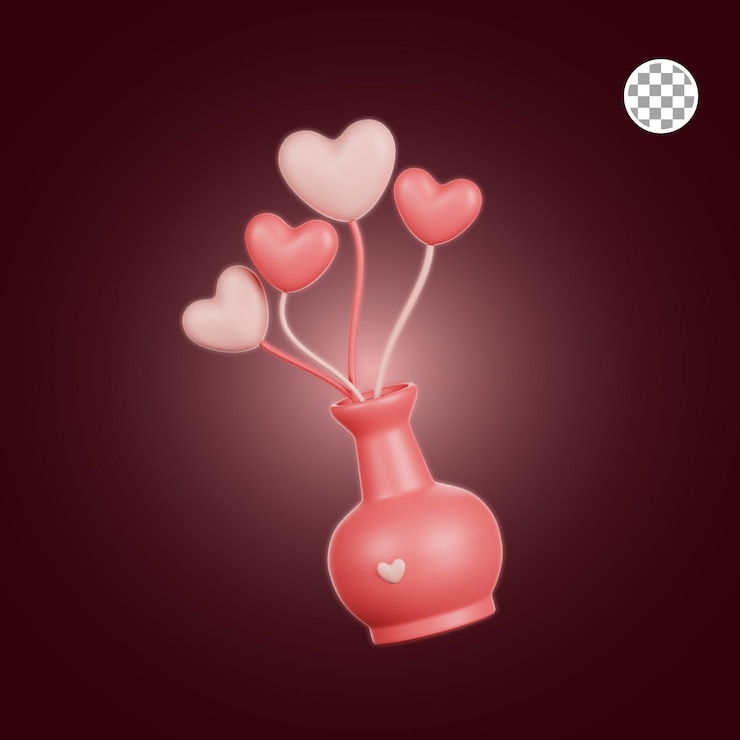 PSD san valentín planta 3d ilustración
