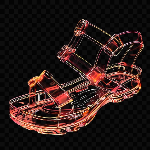 PSD sandálias elegantes com um design de tiras e um objeto brilhante confortável y2k neon art design