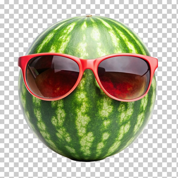 PSD sandía tropical con gafas de sol de verano fondo transparente