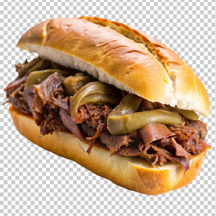 PSD sanduíche de carne assada em fundo transparente