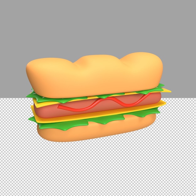 Sándwich 3d hacer ilustración