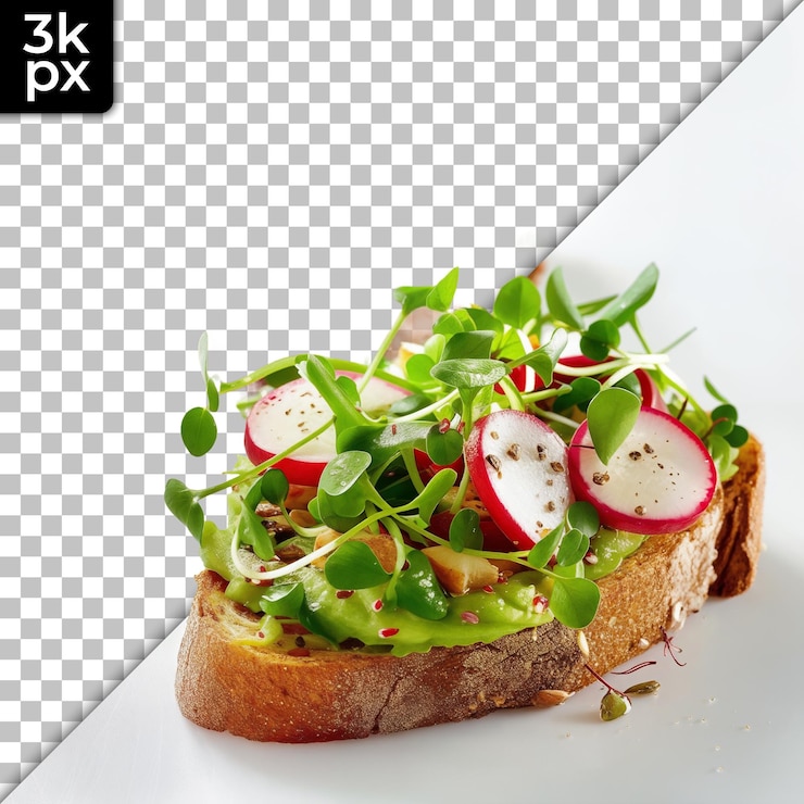 PSD un sándwich con aguacate y rábano en él