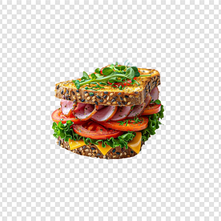 PSD sándwich aislado sobre un fondo transparente