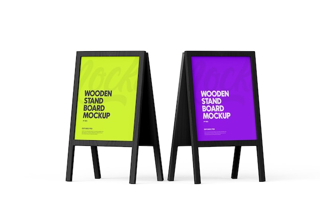 Sandwich AStand Wood Frame Board Psd Mockup