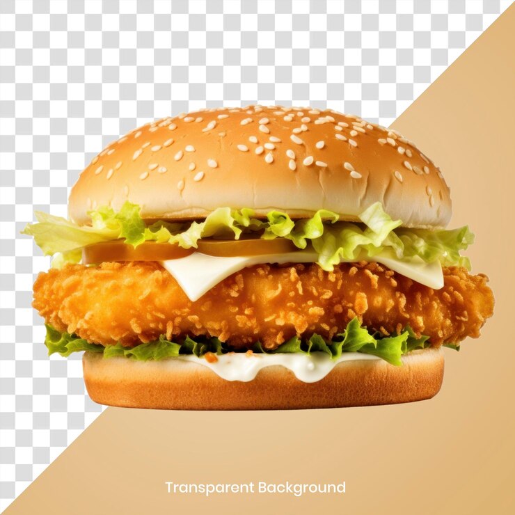 PSD sandwich au poulet croustillant de png