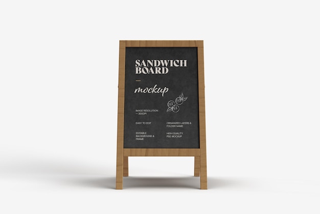 Sandwich board mockup design con fondo editable