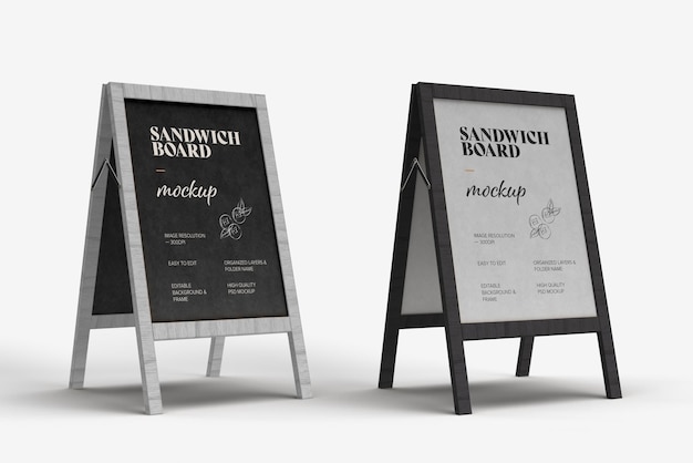 Sandwich Board Mockup Design con fondo editable