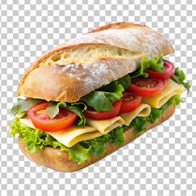 PSD un sandwich de ciabatta frais sur un fond transparent