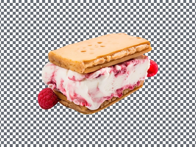 Sandwich à La Crème Glacée à La Framboise Appétissant Isolé Sur Fond Transparent