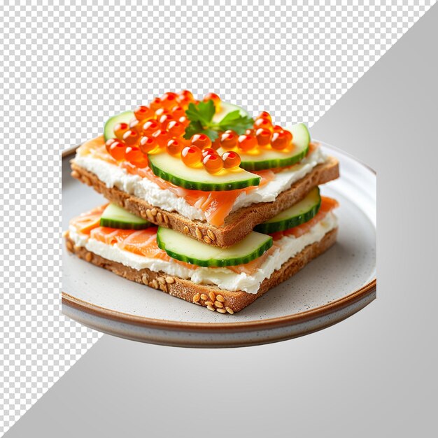 PSD un sandwich avec du concombre, des tomates, du concombre et de l'avocat