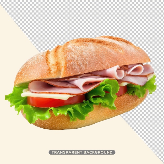 PSD un sandwich avec du jambon et de la laitue dessus