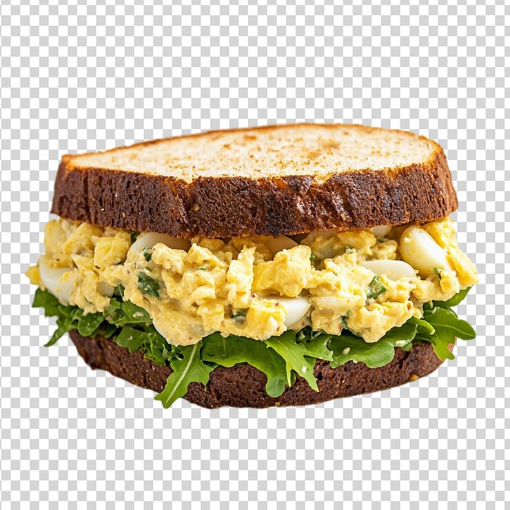 PSD sándwich de ensalada de huevo aislado sobre un fondo transparente