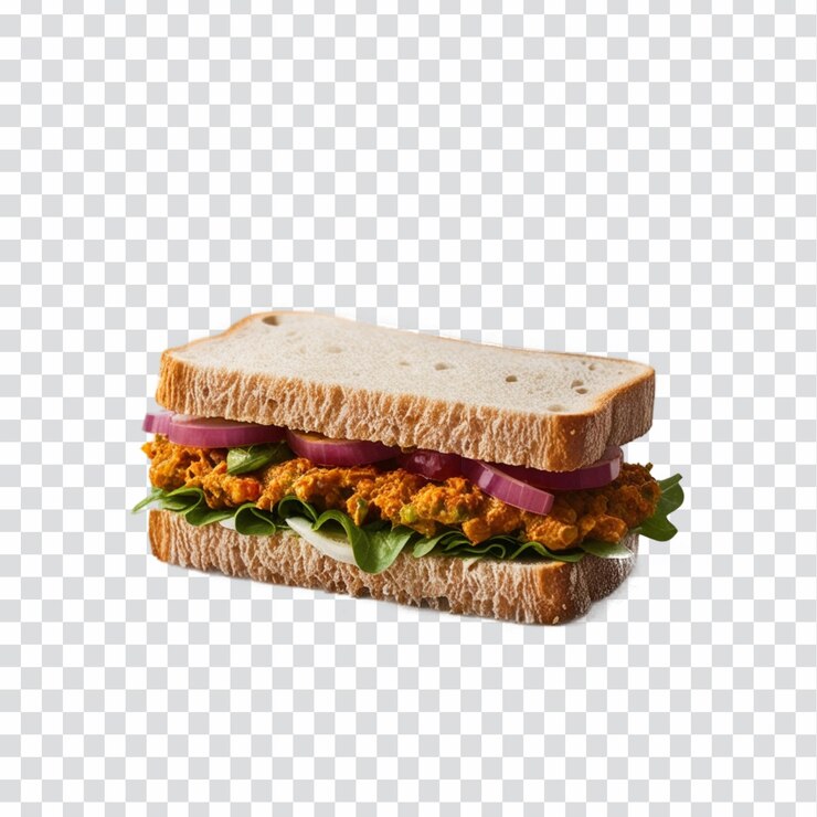 PSD un sándwich con una flor roja y amarilla en la parte inferior