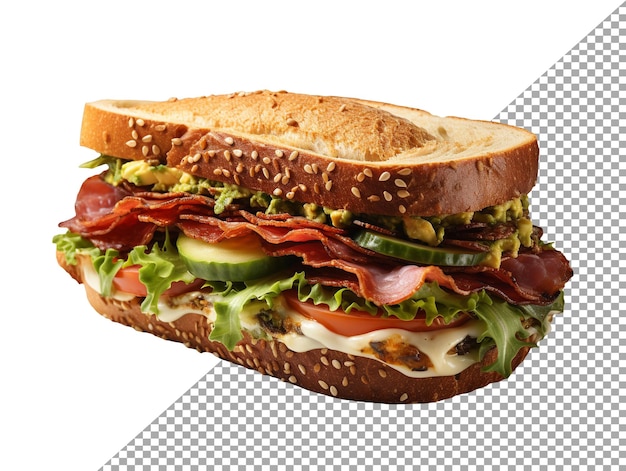 Un sandwich avec un fond transparent