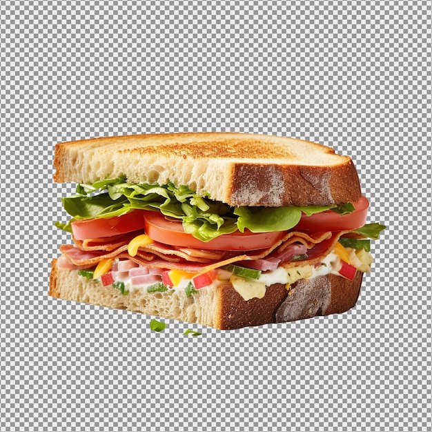 Sandwich Avec Fromage Au Jambon Et Légumes Isolés Sur Un Fond Blanc