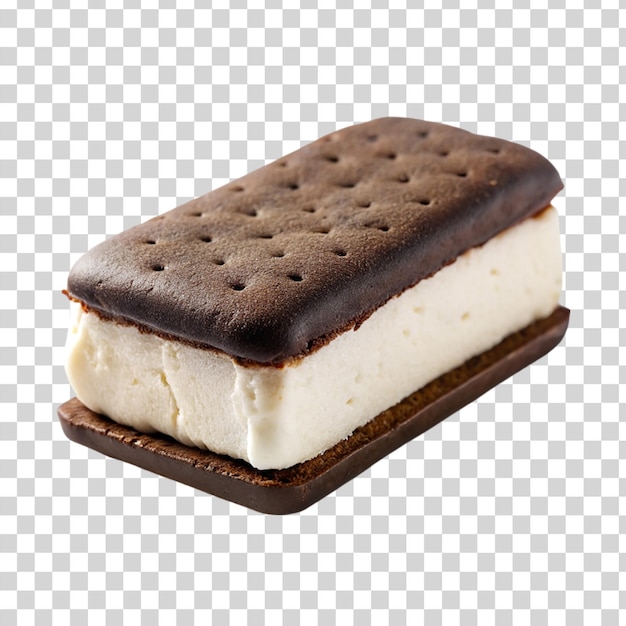 Sándwich de helado de chocolate aislado sobre un fondo transparente