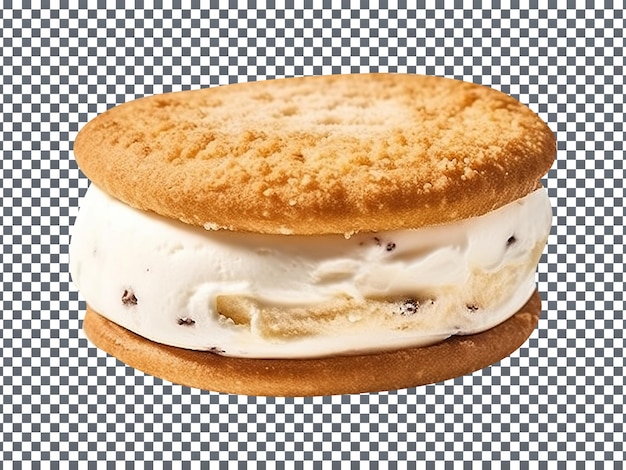 Un sándwich de helado de vainilla delicioso aislado sobre un fondo transparente