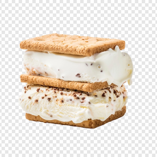 PSD sandwich de helado de vainilla recién hecho aislado sobre un fondo transparente